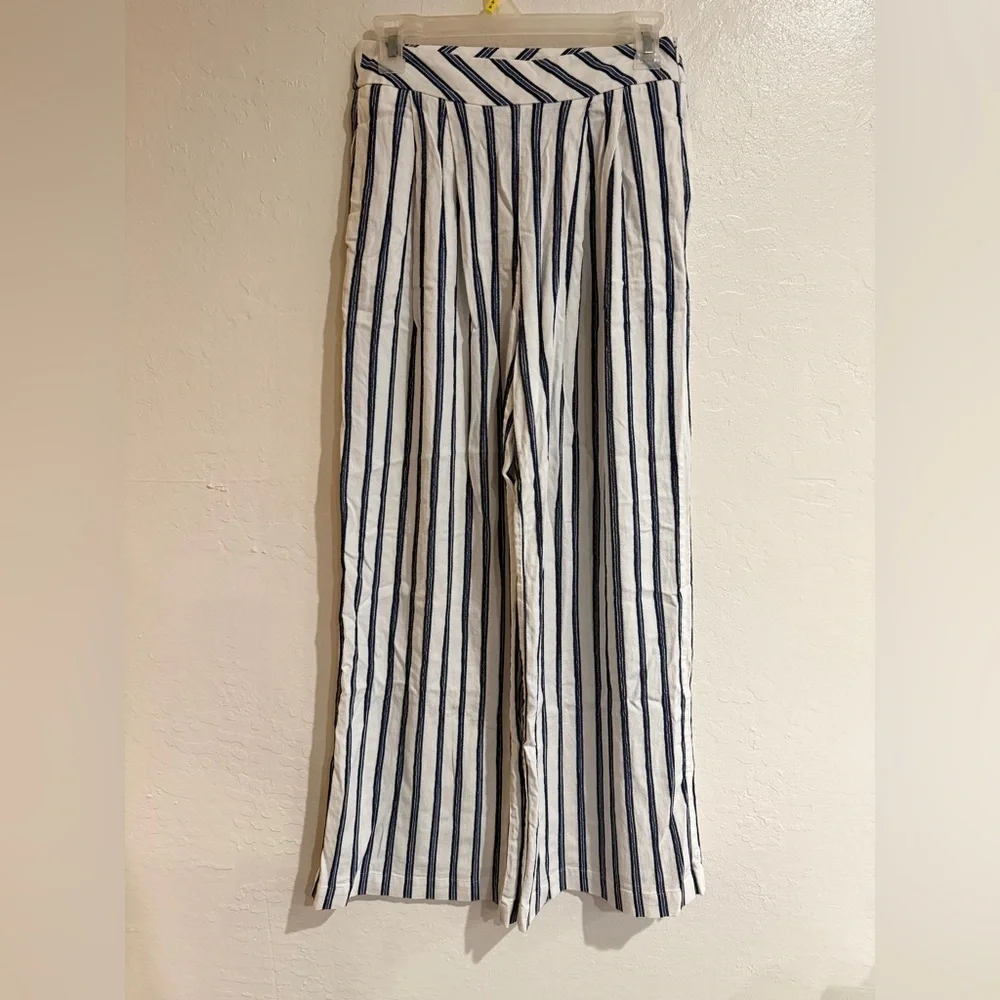 Free People White Tuxedo Stripe High Waist Wide Leg Palazzo Pants Size XS